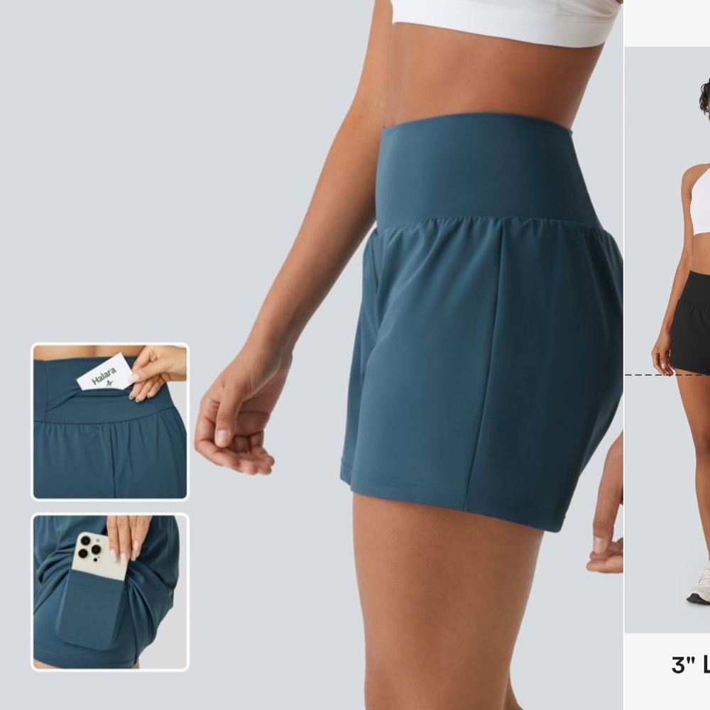 HALARA High Waist Athletic Shorts in Teal